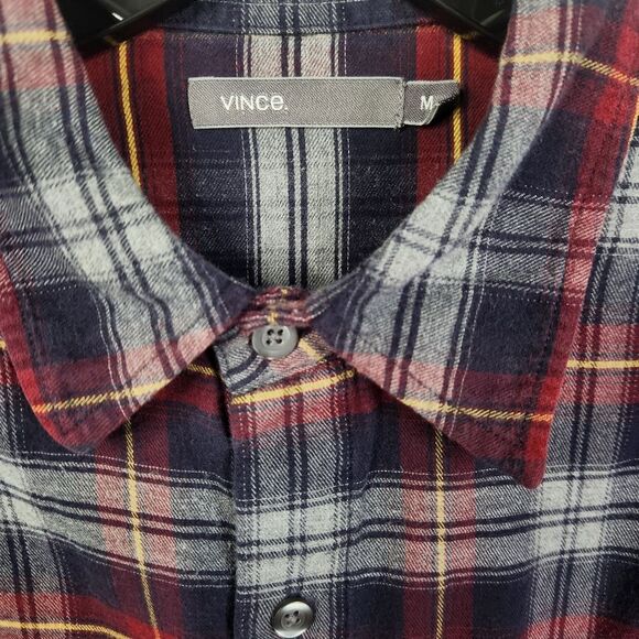Vince Mens Long Sleeve Plaid Pattern Button Down Shirt Size Medium - Picture 3 of 6
